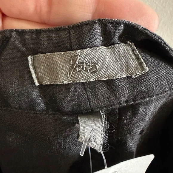 NWT JOIE Black Designer Linen Hampton Med-Low Rise Fitted Hips Wide Leg Pants - Picture 6 of 9